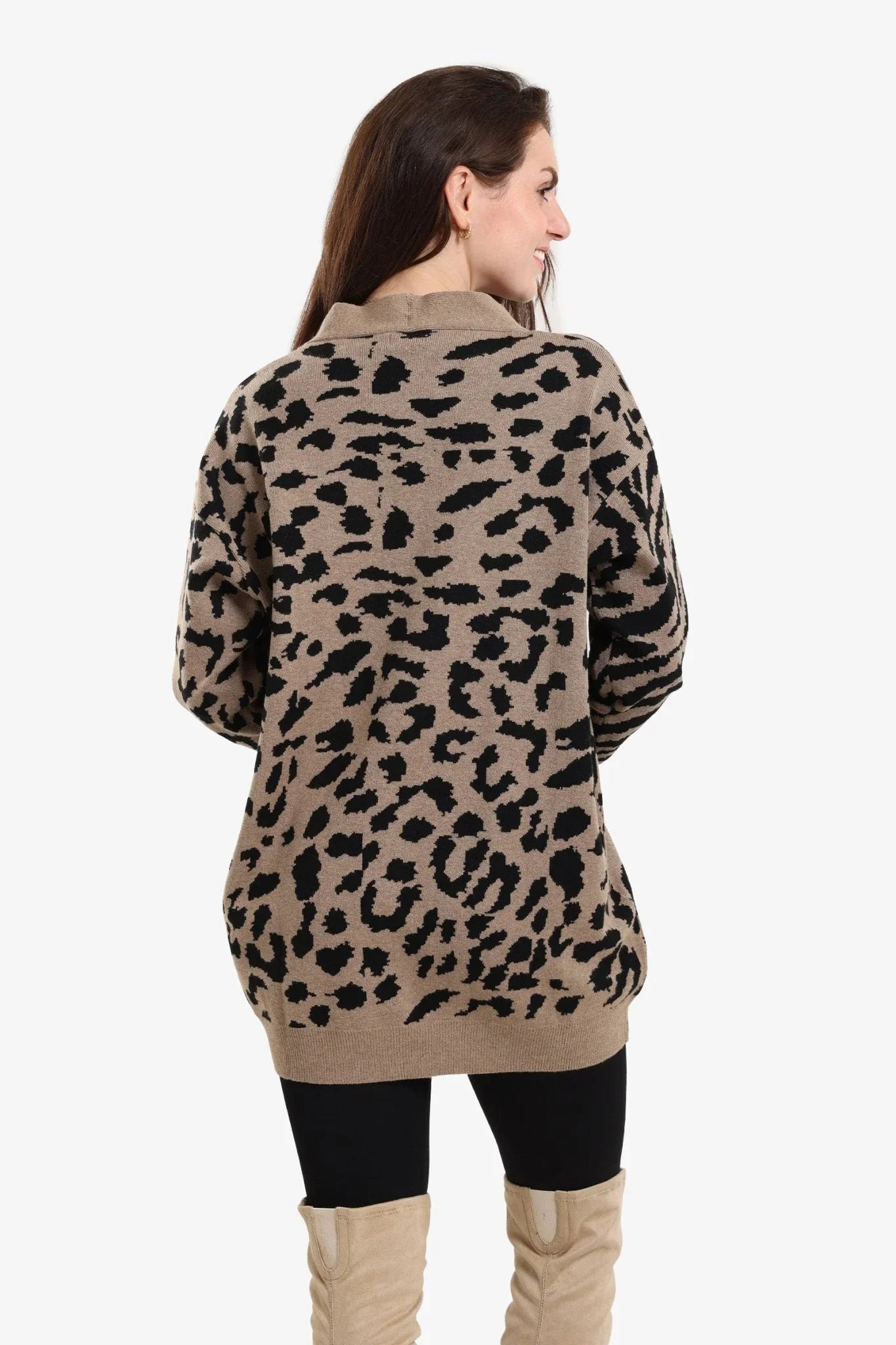 Wool Leopard Print Cardigan - Clue - Babazzaro